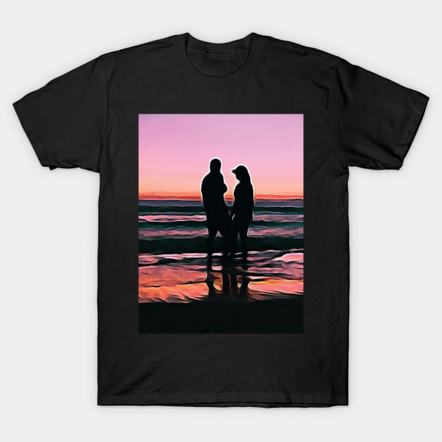 Couples wedding on beach Oil Painting Art T-Shirt by Aziz